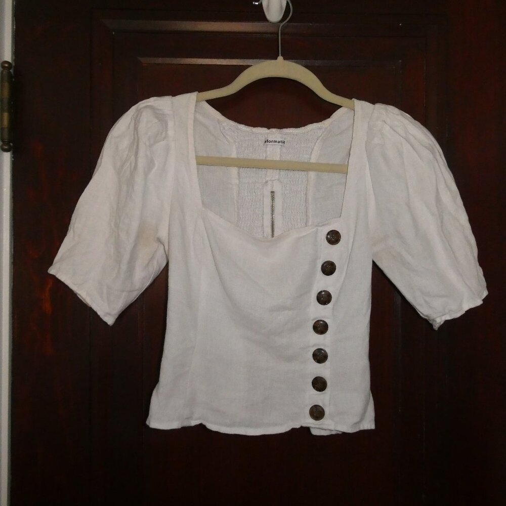 Reformation Linen Button-Detail Top – Size Small
